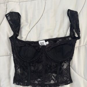 Princess Polly Black Lace Detail Top